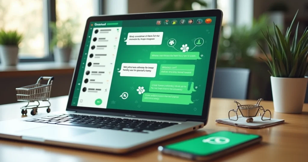 Automação reduzindo abandono de carrinho pelo WhatsApp em tela de notebook